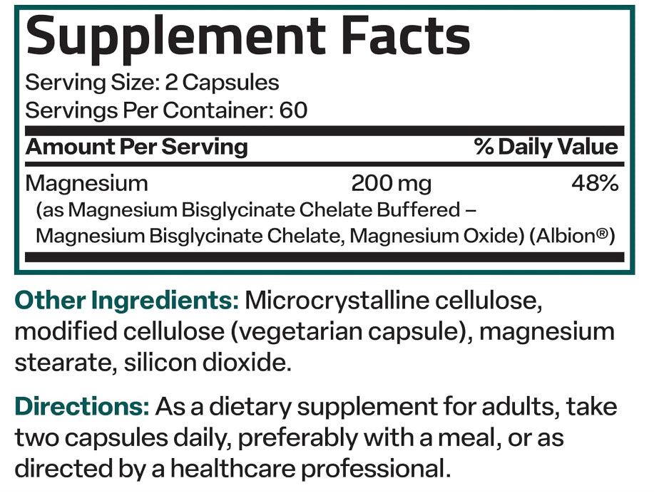 Magnesium Glycinate Supplement Capsules in a Bottle