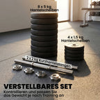 Hantelset 2Er Kurzhanteln, 50 Kg Kurzhantel Set Für Krafttraining, Fitness Stahl
