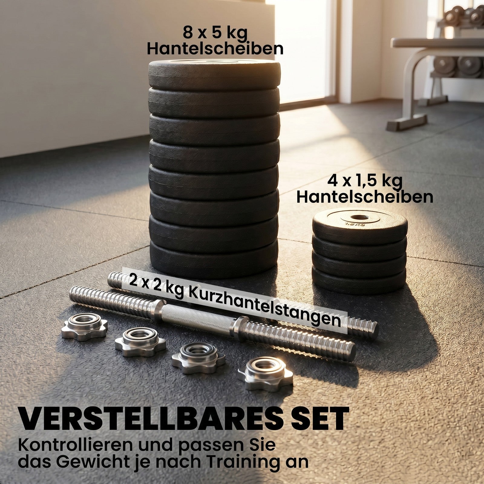 Hantelset 2Er Kurzhanteln, 50 Kg Kurzhantel Set Für Krafttraining, Fitness Stahl