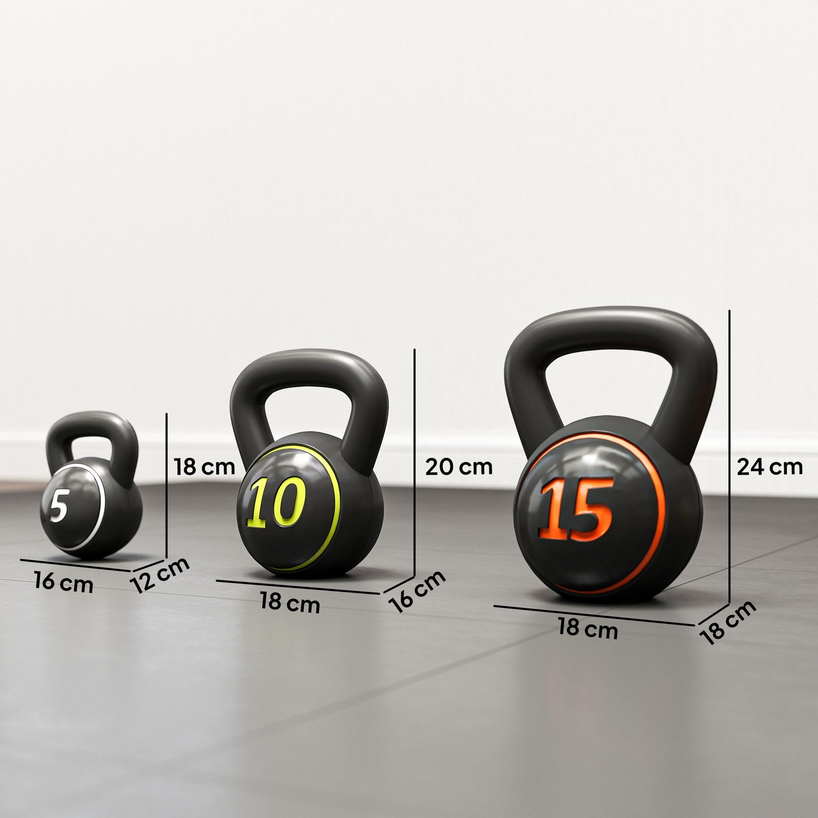 Kettlebell, 2,2Kg, 4,5Kg, 6,8Kg Kugelhantel, 3Er Set Kugelgewicht Für Gymnastik