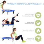 Fitness Trampolin Ø91 Cm Mini Trampoline Mit Rutschfesten Füßen Schwarz+Blau