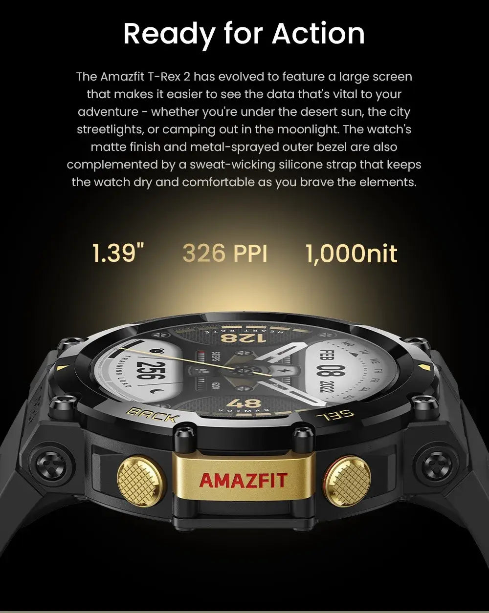 Amazfit T Rex 2 Smartwatch T Rex 2 Dual Band Route Import 150 Built In Sports Modes Smart Watch.