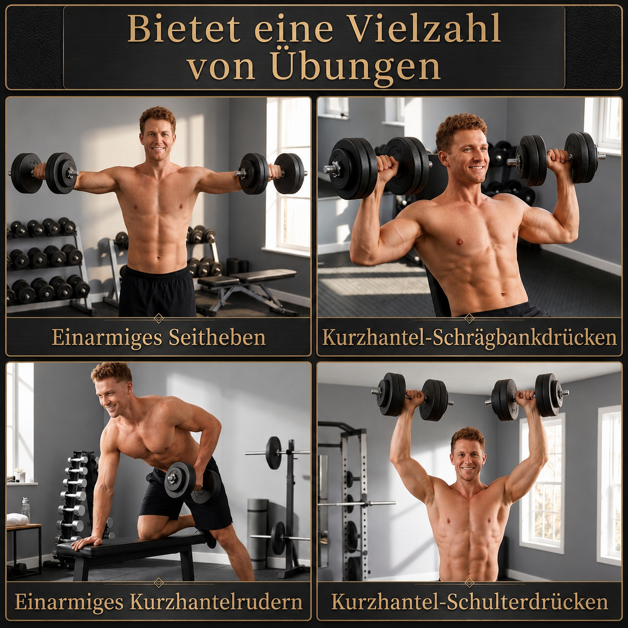 Hantelset 2Er Kurzhanteln, 50 Kg Kurzhantel Set Für Krafttraining, Fitness Stahl