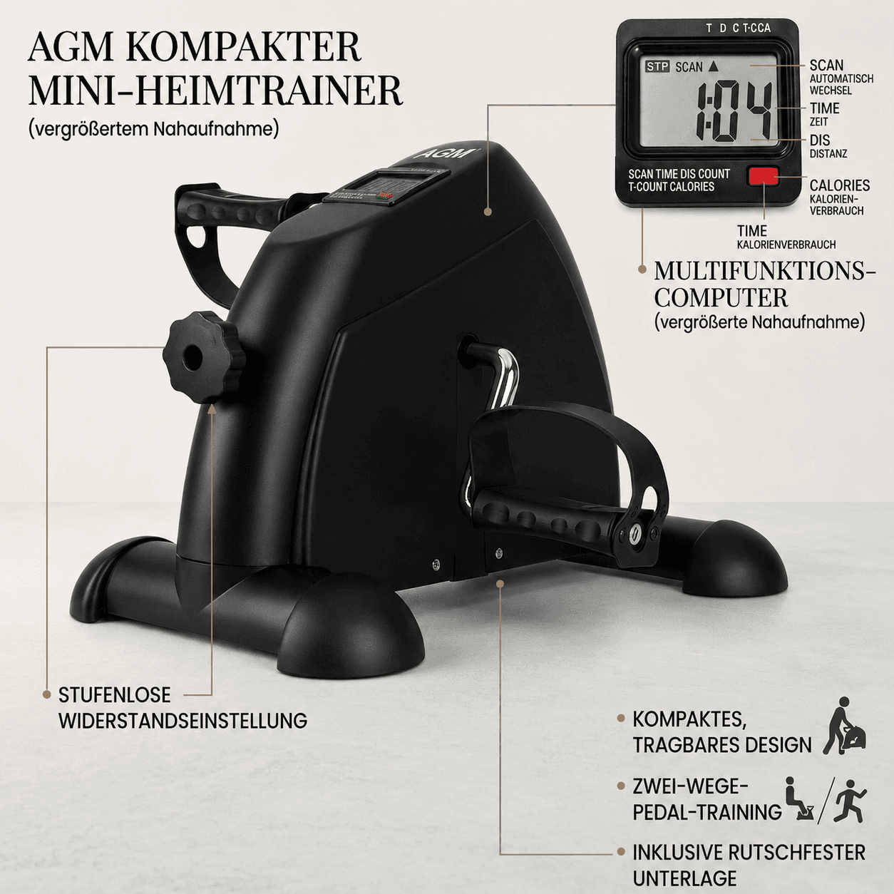 LCD Mini Heimtrainer Arm Und Beintrainer Bike Pedaltrainer Crosstrainer Stepper