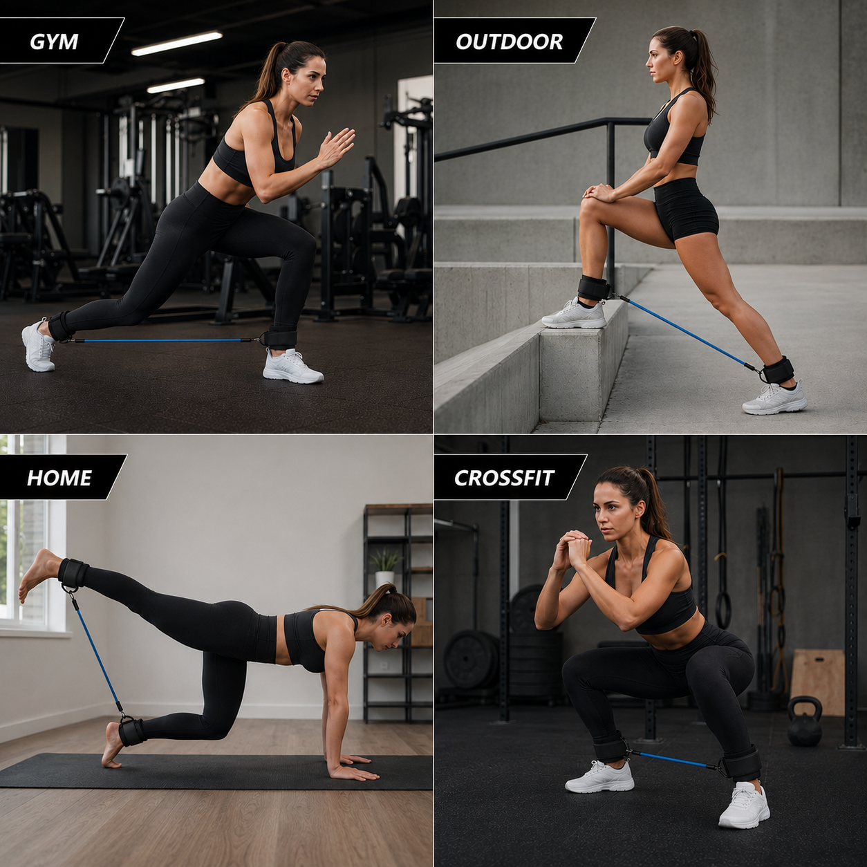 Fitnessbänder Set mit Fußschlaufen | Widerstandsbänder für Po- & Beintraining