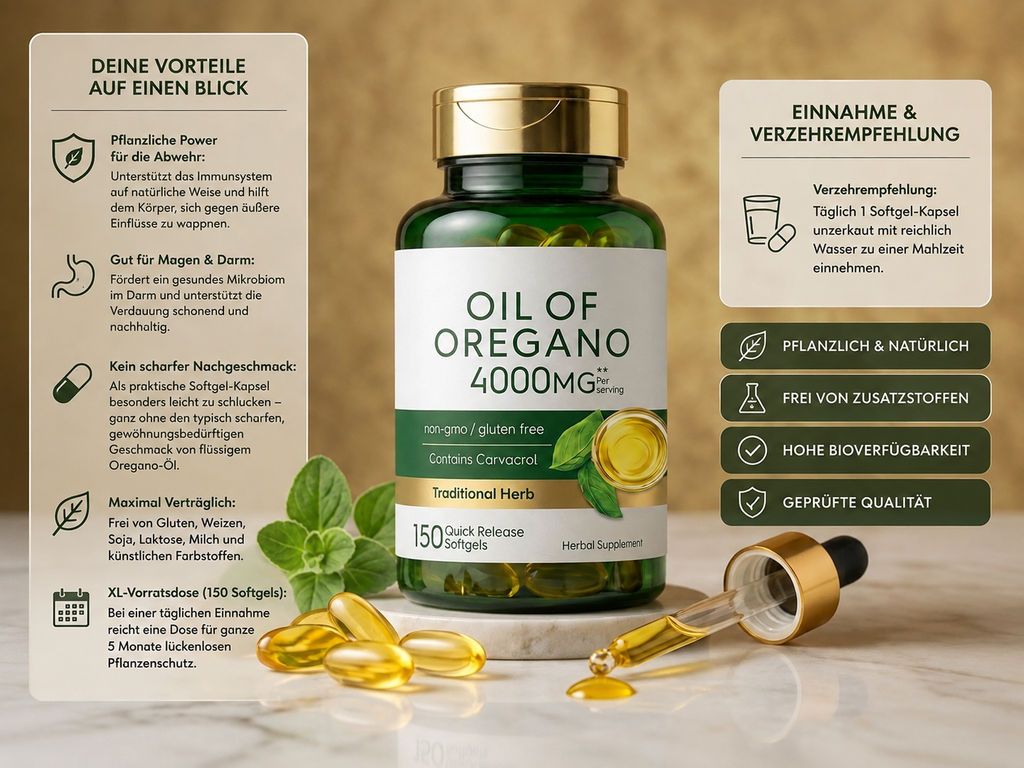 Cápsulas de óleo de orégão selvagem (150 Softgels): Proteção vegetal em dose elevada