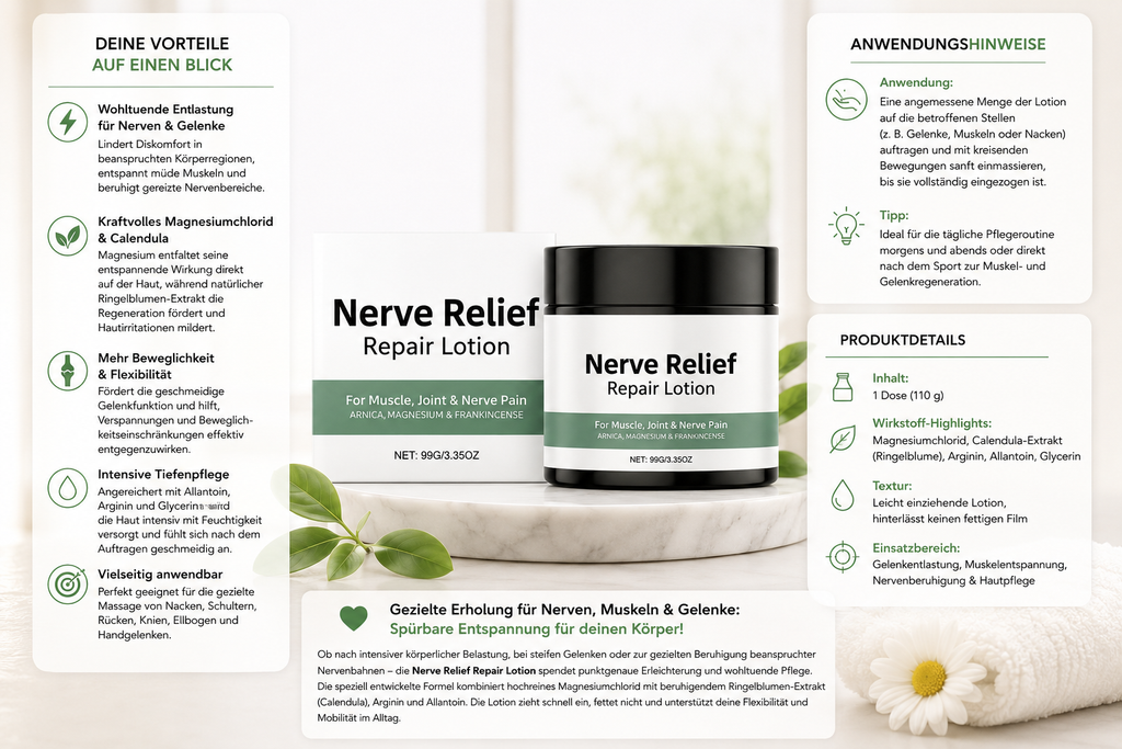 Nerv- och ledlinderande reparationslotion – Välgörande salva med magnesium och ringblomma