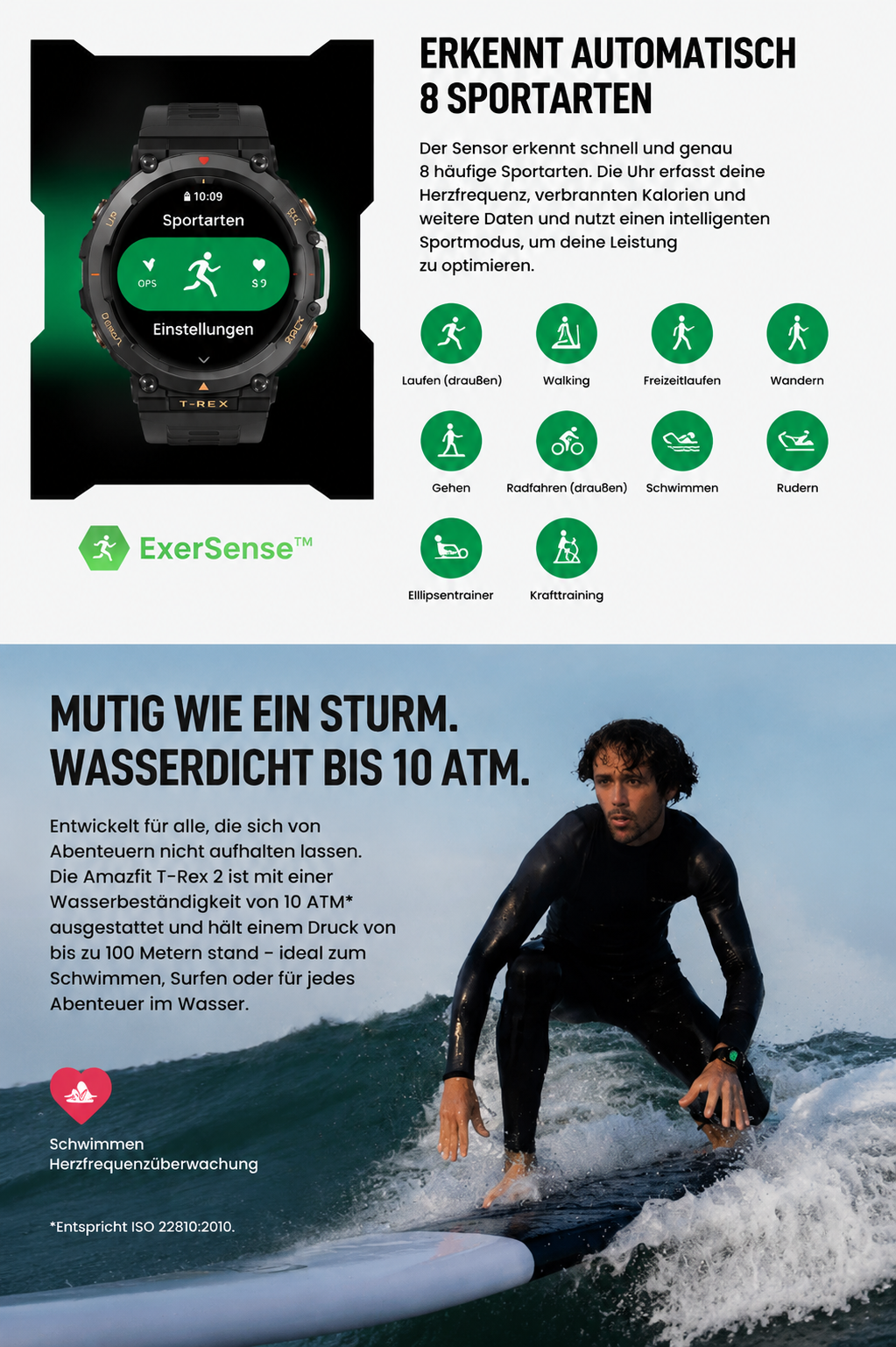 Amazfit T-Rex 2 Smartwatch mit Dual-Band, Routenimport und 150 Sportmodi