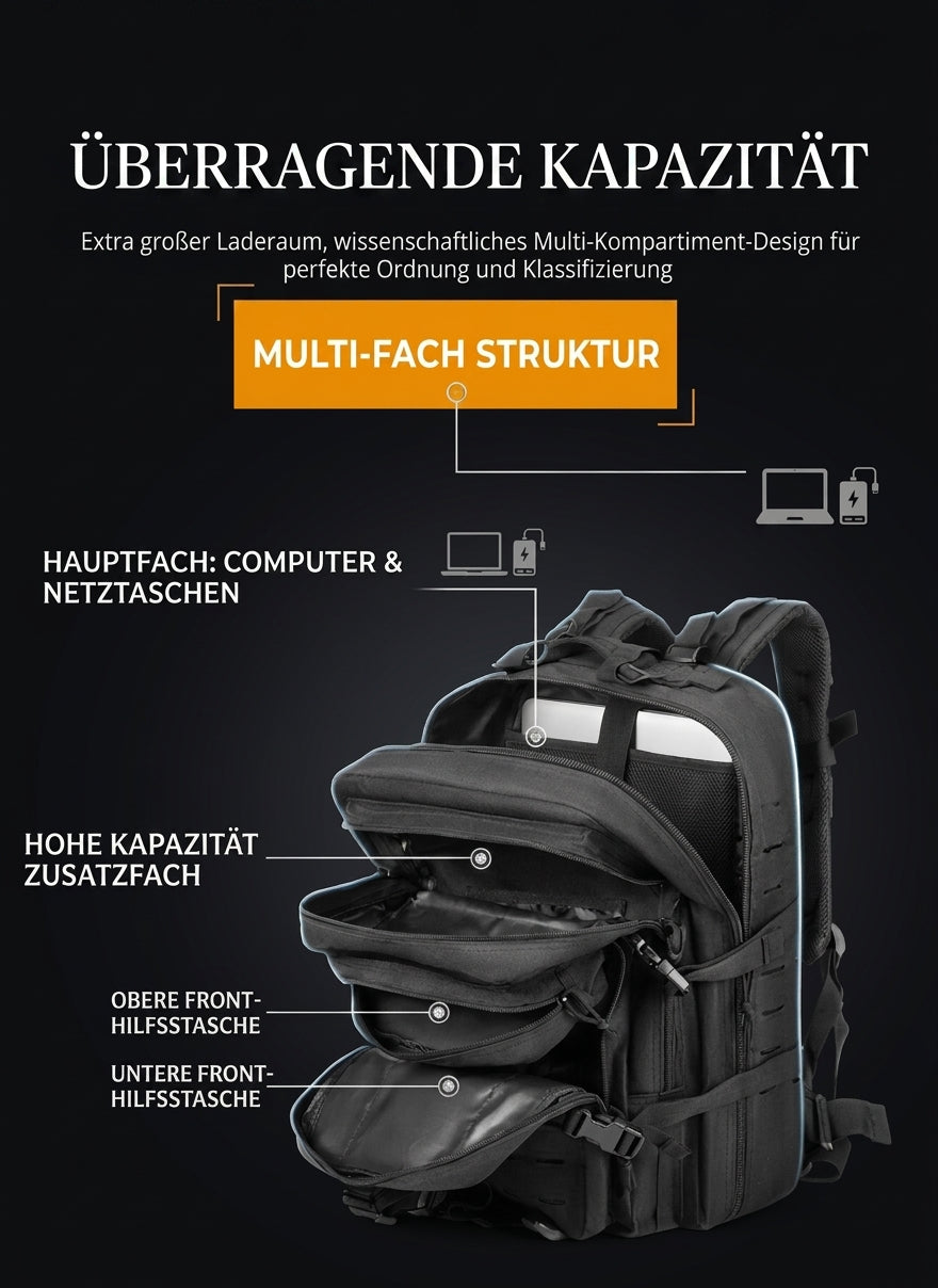Taktisk 45L Outdoor Rygsæk - Ergonomisk, Rivningsfast & Vandtæt