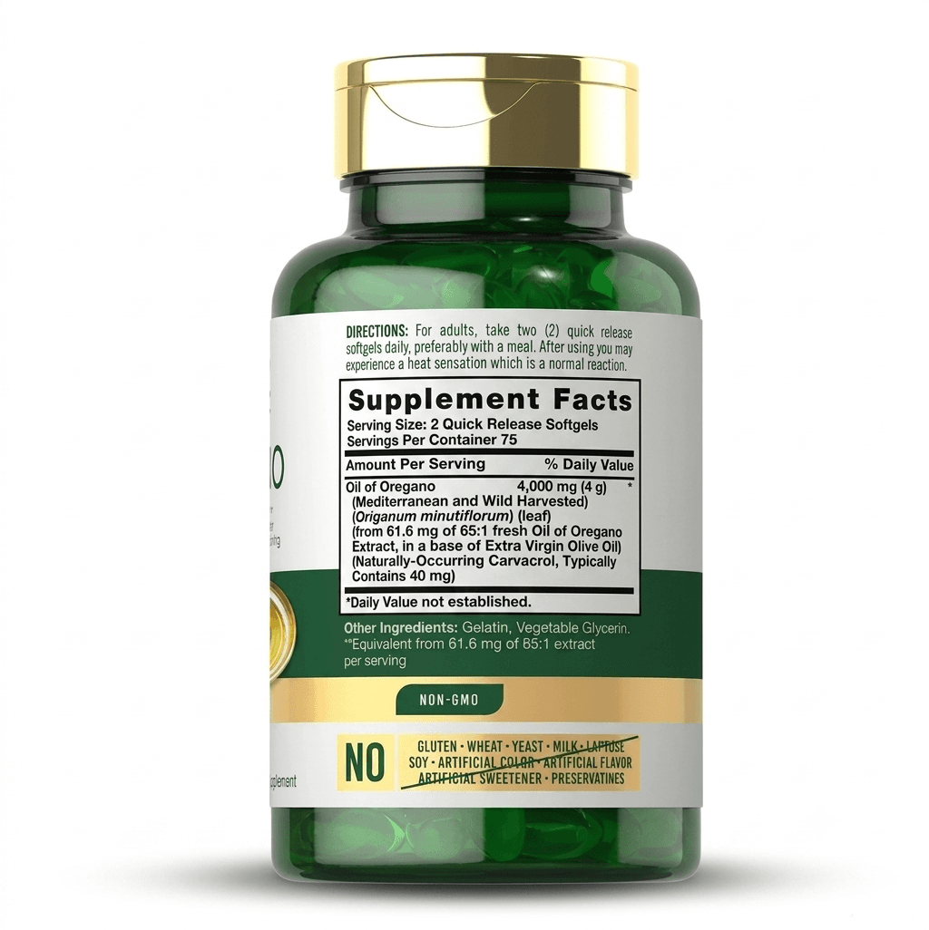 Cápsulas de óleo de orégão selvagem (150 Softgels): Proteção vegetal em dose elevada