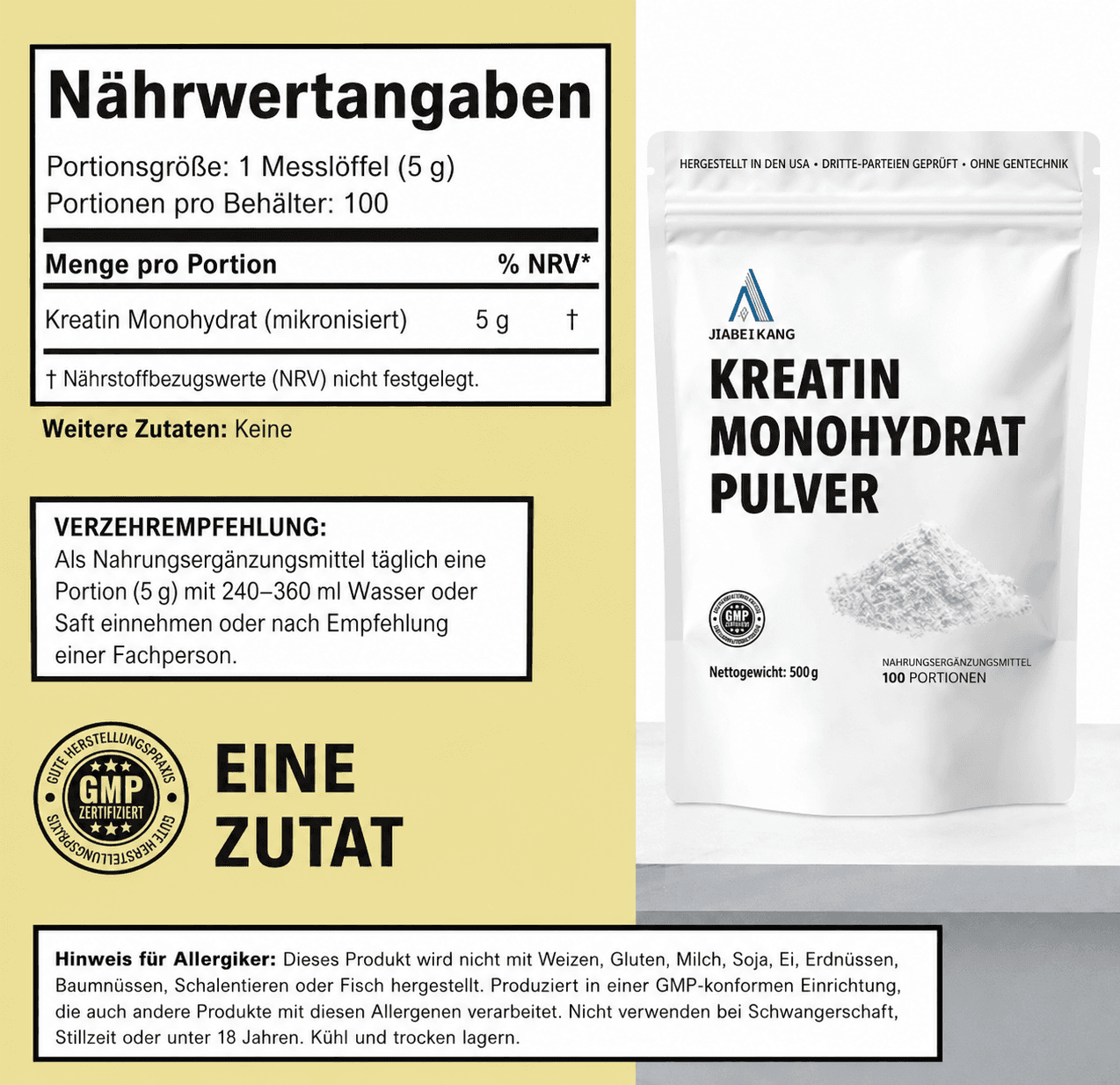 Reines Kreatin Monohydrat Pulver 100%: Für Kraft & Muskelaufbau.