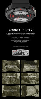 Amazfit T Rex 2 Smartwatch T Rex 2 Dual Band Route Import 150 Built In Sports Modes Smart Watch.